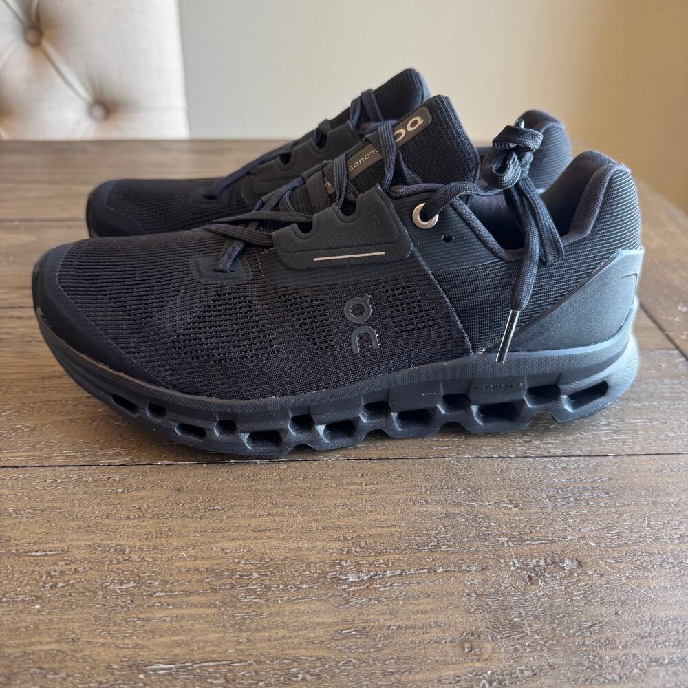 On Cloudstratus Running Shoes Women's 7.5 EU 38.5 Triple Black Walking Training